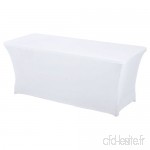 HAORUI Spandex Stretch Lycra Table de Couverture de Tissu 183cm Pied rectangulaire Table à chevalets Banquet de MariageBlanc - B06X9J24VC